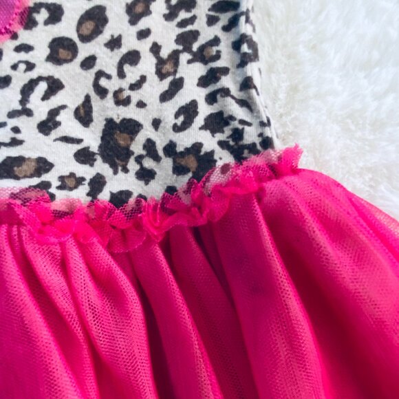 Bonnie Baby Leopard Print Pink Tulle Dress Girl's Size 18 months - Picture 3 of 7